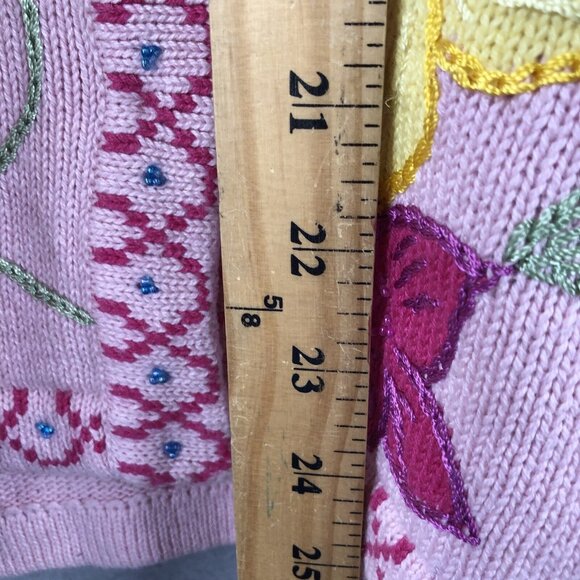 Storybook Sweater Womens 2X Plus Size Pink Parrots Tropical Cardigan Art to Wear - Picture 7 of 16